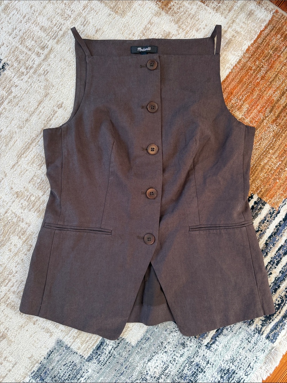 Madewell Chocolate Brown Button-Up Vest